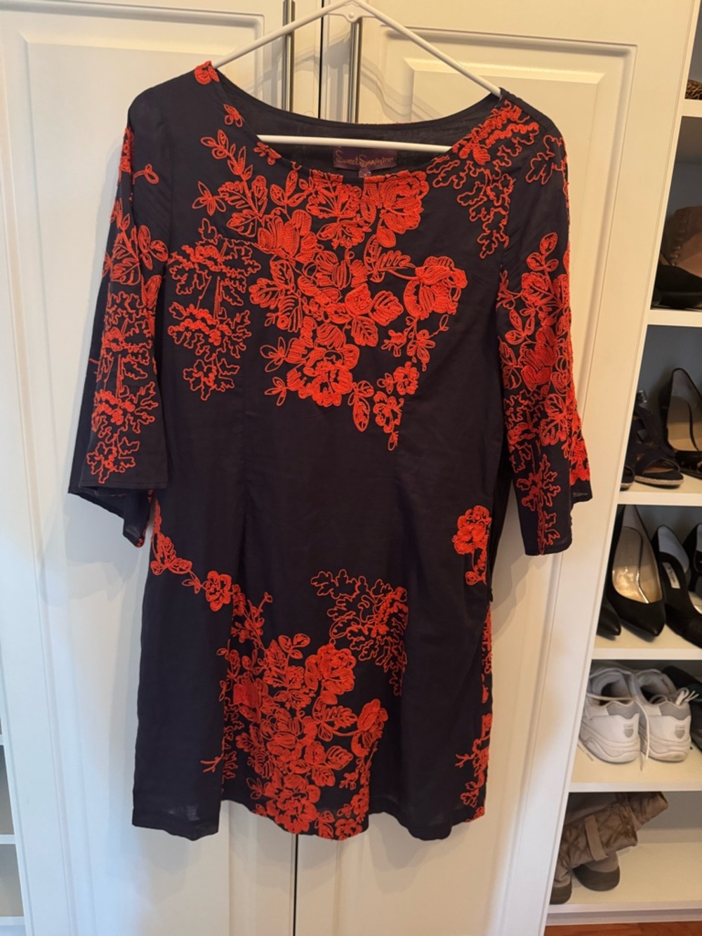 Women's Navy Dress with Orange Embroidery dress